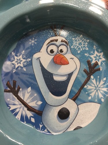 Genuine Disney Store Frozen Divided Plate Anna Elsa Olaf Blue With Glitter Kids