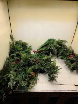 Balsam Hill 6ft Winter Evergreen Garland 2 pack Battery Operated Christmas Decor
