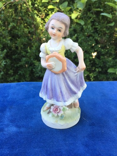 Antique Porcelain SENORITA Mexico Spain Cha Cha Tambourine LADY DANCING SENORA