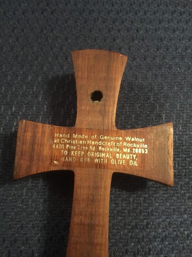 Wedding Cross Genuine Walnut Handcraft of Rockville MD 4.5 inches