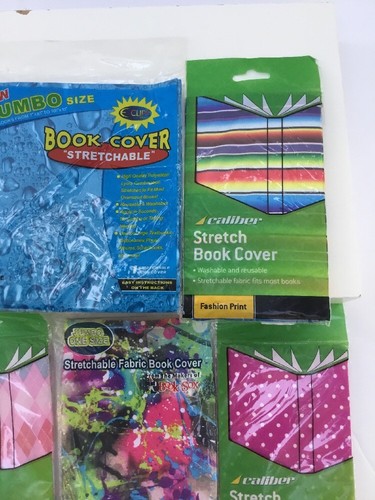 Streachable Fabric Book Cover Fashion Print Lot Of 5 Assorted Print /color New