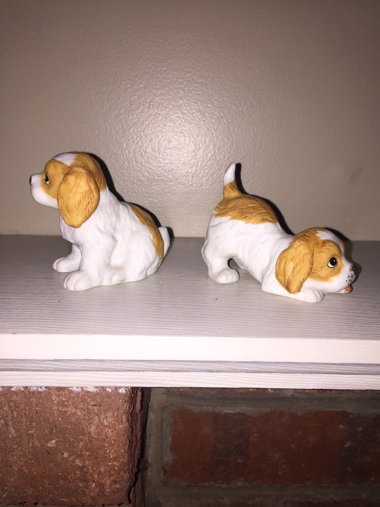 LEMON BEAGLE COCKER SPANIEL Set 2 Playing Waging Dancing Dog Puppies HOMCO 3x4