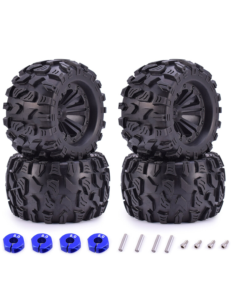 4x ZD Racing Wheels Tires 12mm Hex for 1/10 Monster Truck Traxxas Scx10 RC Car