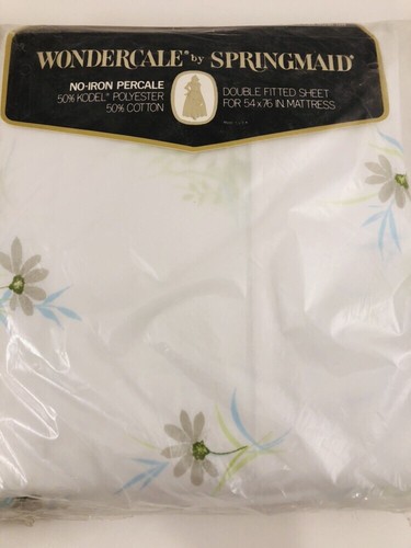 Vintage Springmaid Wonderscale Fresh Daisies Double Flat & Fitted Sheet Set