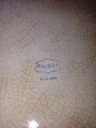 Antique English Palissy Bowl With English Silverplated Rim, Marked