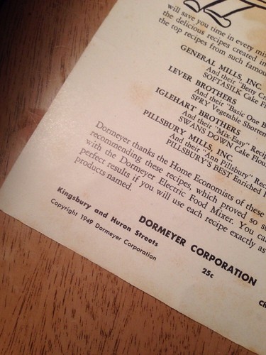 1949 DORMEYER POWER CHEF ELECTRIC MIX TREASURES BOOKLET RECIPES Vintage Kitchen