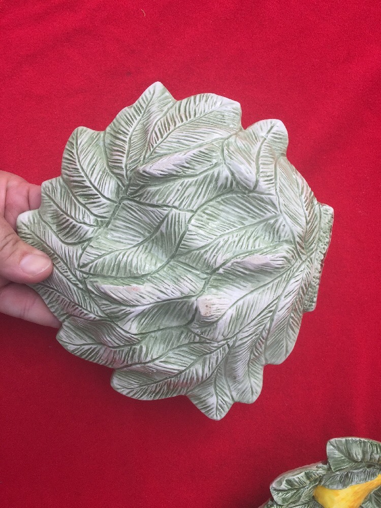 Antique Rare Vintage 3-D Hand Painted LEMON PEARS Blossom Lusterware Bowl SET 2