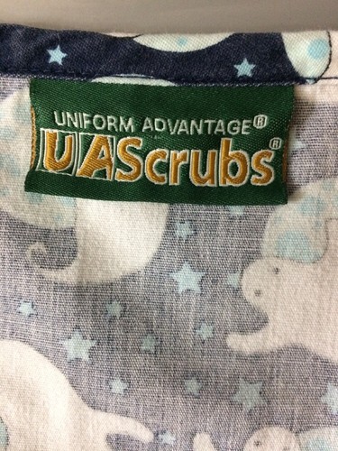 Ghost Uniform Advantage Scrub Top Blue Moon Stars Ghosts UAScrubs