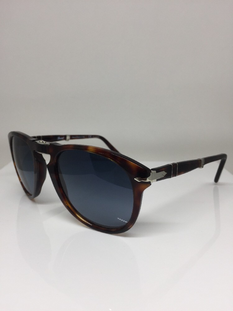 Pre-owned Persol Authentic  714 Sunglass Blue Polarized Steve Mcqueen Dark Havana 54mm In Polarized Blue Gradient