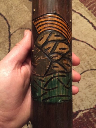 Australian Hand Crafted Rain Stick With Leaf, Moon, And Fish