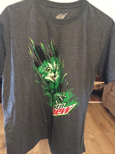 UPC 759545022779 product image for Mountain Dew Kitty Cat Ripping Though Graphic T-shirt - X-large | upcitemdb.com