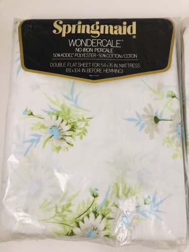 Vintage Springmaid Wonderscale Fresh Daisies Double Flat & Fitted Sheet Set
