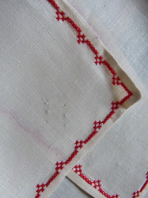Set of 6 Hand Embroidered Linen Napkins With Butterflies