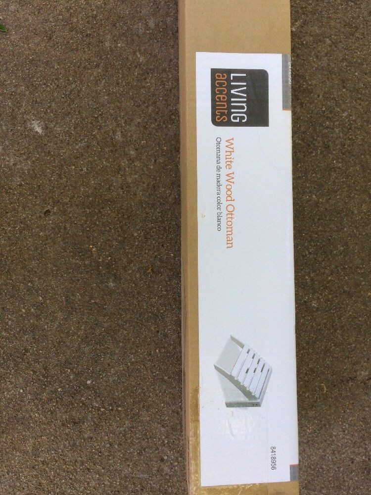 Patio Pool Garden Wooden Outdoor Foot Stool Rest Ottoman Adirondack Style White