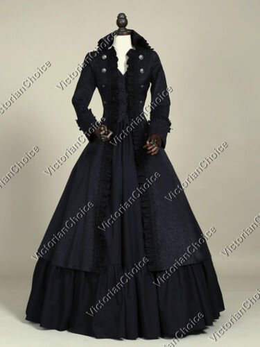 Black Victorian Steampunk Military Pirate Jacket Dress Game of Thrones Punk 176