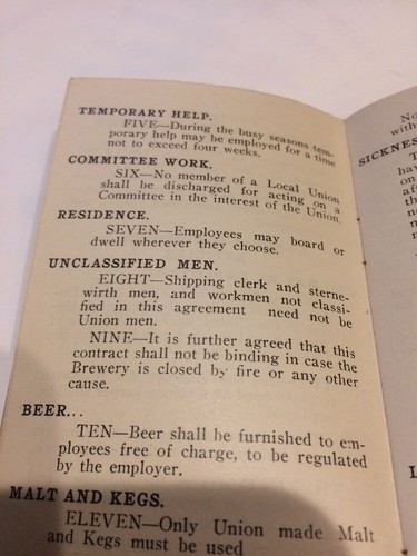RARE PRE-PROHIBITION CONTRACT BOOK  BREWERY WORKMEN LACKAWANNA/LUZERNE COUNTY,PA