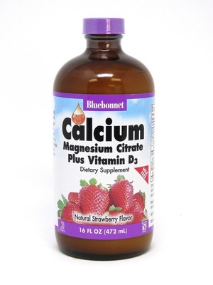 Bluebonnet Liquid Calcium Magnesium Citrate Plus Vitamin D3 Strawberry 16 oz