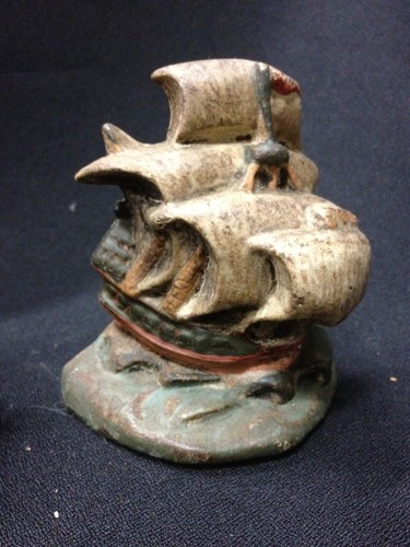 Antique Cast Iron Bookends Tall Ship Boat Bradley Hubbard