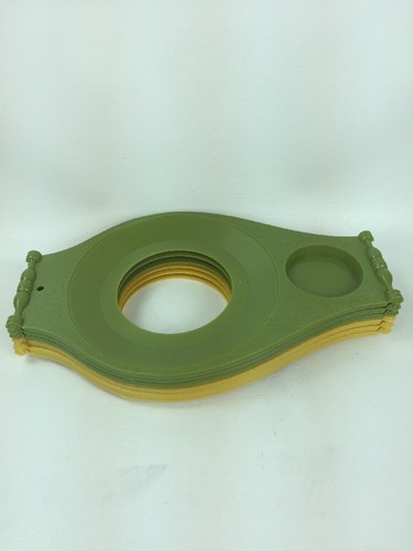 Mid Century Modern Vintage Picnic Plate & Drink Holders Green & Gold Set Of 6