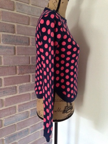 Gap Kids Sweater Navy Blue Pink Polka Dot Long Sleeve Child XXL 14/16 Cotton