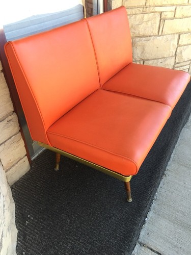 Mid Century Modern Gregson Floating Platform Settee Sofa in Orange