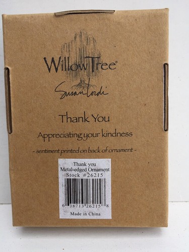 Willow Tree Thank You Ornament Metal-edged Appreciating Your Kindness 2008