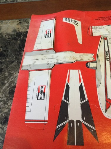 Vintage Rare Compliments Of Champion Spark Plug Company Punch Out Airplane Toy