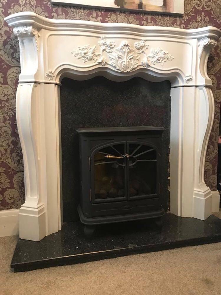 french louis style fireplace frame with gas stove in Clifton, Bristol