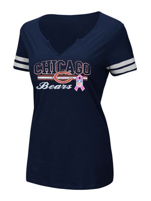 Женская футболка Chicago Bears Black Label с надписью Осведомленность о раке молочной железы, темно-синяя, маленькая