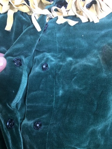 Vintage Reenactment Frontierswoman Or Indian Green Outfit With Fringe & Beads