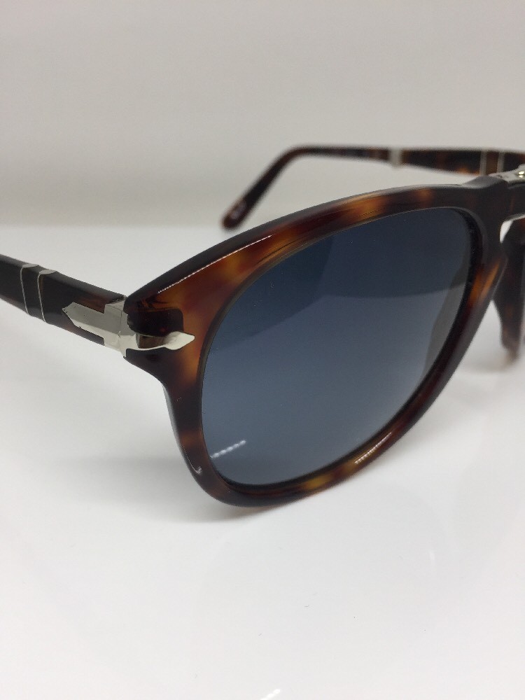 Pre-owned Persol Authentic  714 Sunglass Blue Polarized Steve Mcqueen Dark Havana 54mm In Polarized Blue Gradient