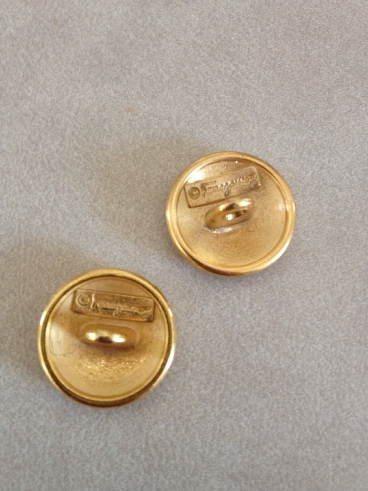 Lot of 6 Vintage Authentic Ferragamo Shoe Bright Brass Shank Buttons 2cm