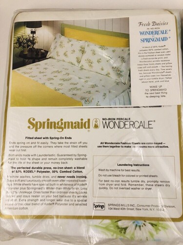 Vintage Springmaid Wonderscale Fresh Daisies Double Flat & Fitted Sheet Set