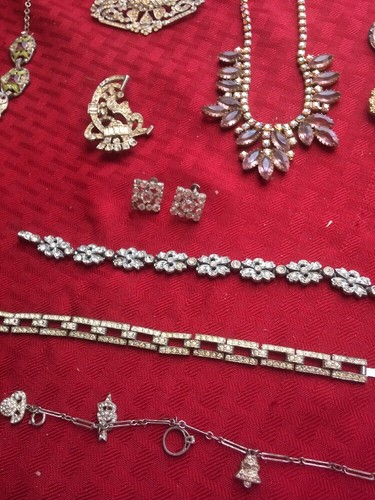 Antique Art Deco  Jewelry Lot Czech Glass Paste Stones 35 Pcs True Antique