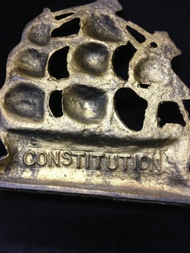 vintage antique bookends cast iron Constitution tall ship