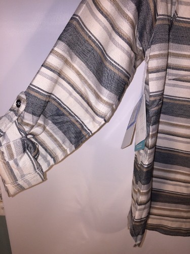 Columbia Women's Shirt Button Down Performance Hunting Fishing Khaki Stripe XS