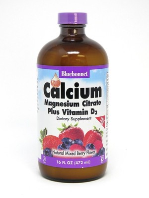 Bluebonnet Liquid Calcium Magnesium Citrate Plus Vitamin D3 Mixed Berry 16 oz