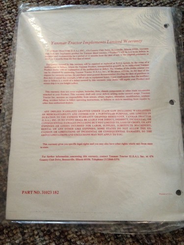 Yanmar Diesel Tractor Owner Operator Manual YFDH 276 Dozer 276D