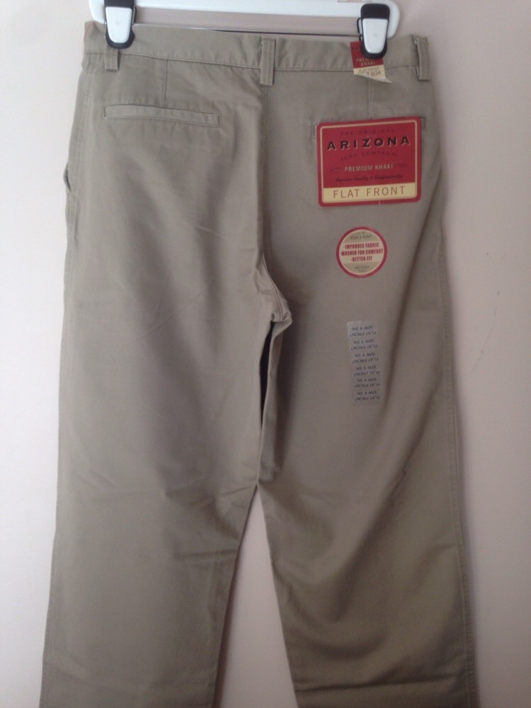 NWT MEN ARIZONA CASUAL FLAT FRONT KHAKI PREMIUM PANTS W32 L34 eBay