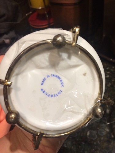 Vintage Porcelain Coaster Set In Holder