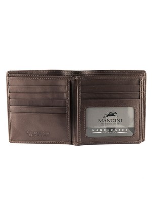 Mancini RFID Secure Men's Center Wing Hipster Leather Wallet in Black