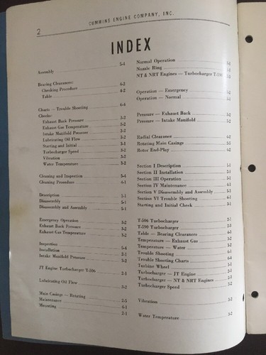Cummins T506 T590 Turbochargers Operator Operation Service Maintenance Manual