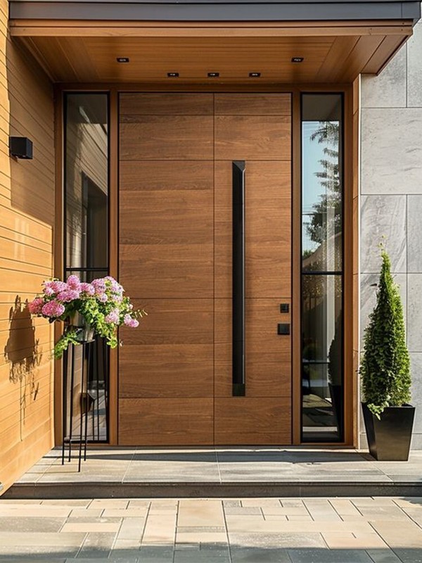 Entrance Door Wood Grain Pivot Main Aluminum Front Entry Interior