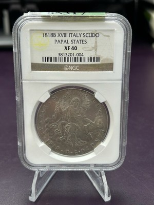ITALY / PAPAL STATES 1818-B XVIII SCUDO XF40
