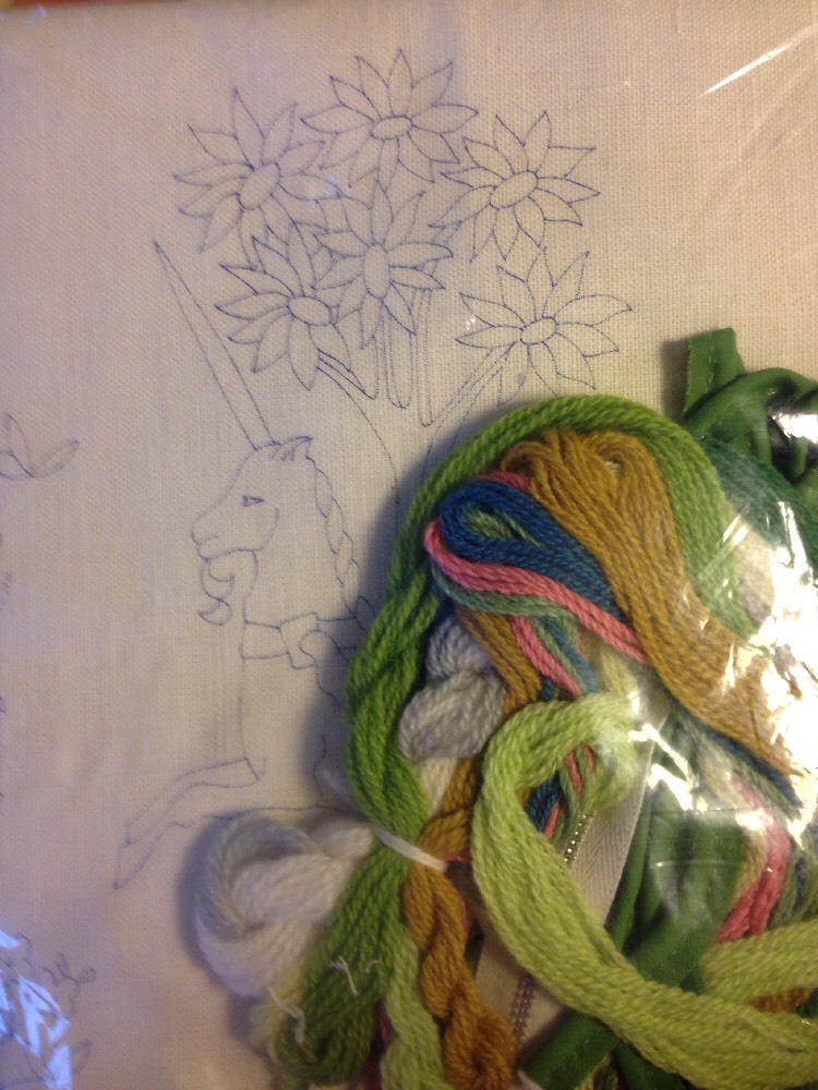 RARE Mazaltov's Unicorn Crewel Pillow Kit, sealed