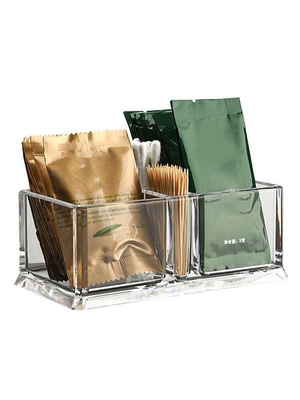 Acrylic Tea Bags Holder Multi-Purpose Tea Storage Organizer Box Tea Packets