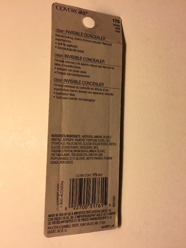 COVERGIRL Clean Invisible Concealer Creamy  Honey 175 New In Pack