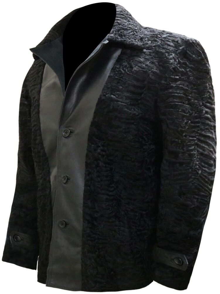 Pre-owned Leather Estate Men's Persian Lamb Black Coat, Persian Black Jacket, All Sizes Available