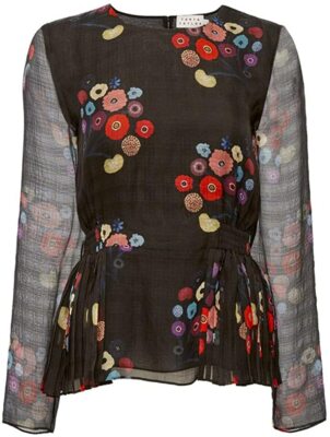 Tanya Taylor - Black Multi-Colored Poppy Print Marine Top/Blouse, Size 6, NWT