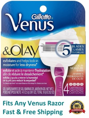 4 Gillette Venus & Olay Razor Blades Cartridges Refills Shaver Authentic Unboxed